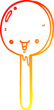 Bir insan tarafından çizilmiş bir şeker lolipopunun sıcak çizgi çizimi