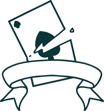 Bir insan tarafından çizilmiş yırtık bir kartın pankartıyla geleneksel dövme