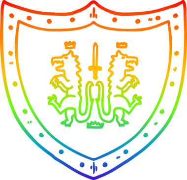 gökkuşağı gradyan çizgi çizimi bir insan tarafından çizilmiş heraldik bir kalkan