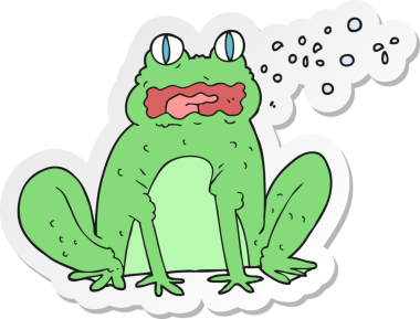 Bir insan tarafından çizilmiş geğiren kurbağanın çıkartması.