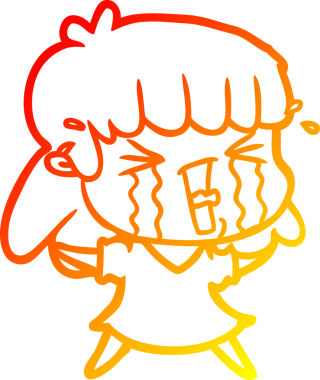 Bir insan tarafından çizilmiş, ağlayan bir çizgi kadın çizimi.