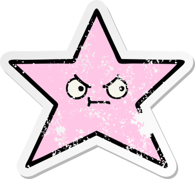 Bir insan tarafından çizilmiş sevimli bir yıldız balığının sıkıntılı çıkartması.