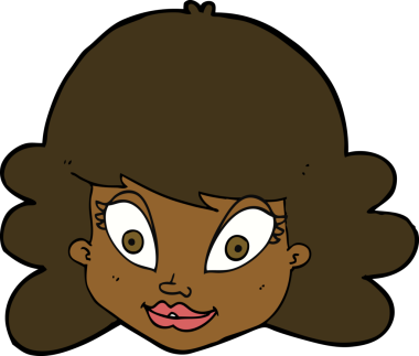 Bir insan tarafından çizilmiş mutlu kadın yüzü.