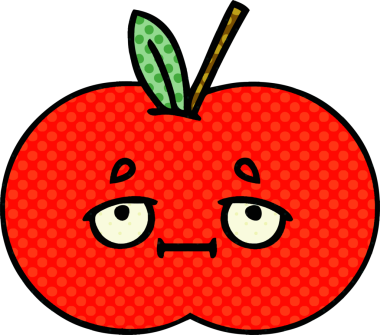 Bir insan tarafından çizilmiş kırmızı elma çizgi filmi.