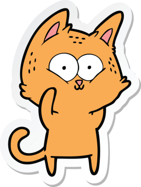 Bir insan tarafından çizilmiş çizgi film kedisinin çıkartması.