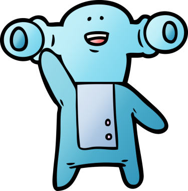 Bir insan tarafından çizilmiş dost canlısı uzaylı çizgi filmi.