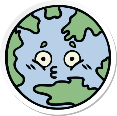 Bir insan tarafından çizilmiş şirin bir çizgi film gezegeninin çıkartması.