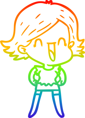 gökkuşağı gradyan çizimi bir insan tarafından çizilmiş mutlu bir kadın çizgi