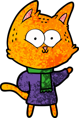 Bir insan tarafından çizilmiş çizgi film kedisi.