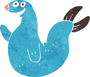 Bir insan tarafından çizilmiş mutlu bir fok.