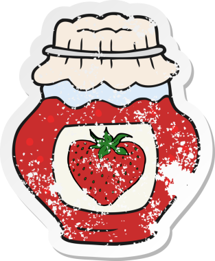 Bir insan tarafından çizilmiş çilek reçeli kavanozunun gerilimli reçeli.