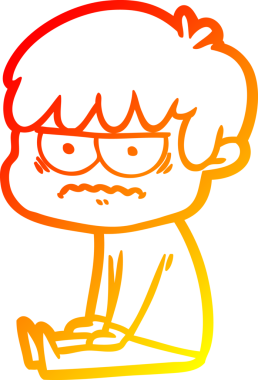 Bir insan tarafından çizilmiş kızgın çizgi film çocuğunun sıcak çizgi çizimi.