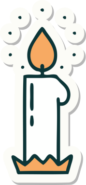 Bir insan tarafından çizilmiş geleneksel bir mum stiliyle dövme çıkartması.