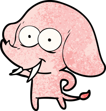 Bir insan tarafından çizilmiş mutlu bir fil.