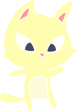 Bir insan tarafından çizilmiş düz renkli çizgi film kedisi.