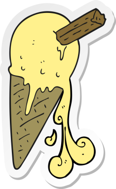 Bir insan tarafından çizilmiş dondurma külahının çıkartması.