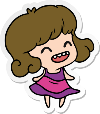 Bir insan tarafından çizilmiş kawai kızının serbest sticker karikatürü.