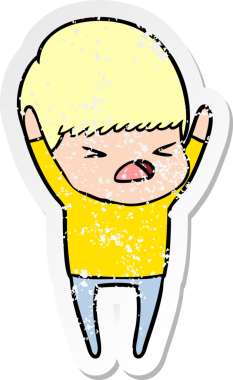 Bir insan tarafından çizilmiş stresli bir çizgi film çıkartması.