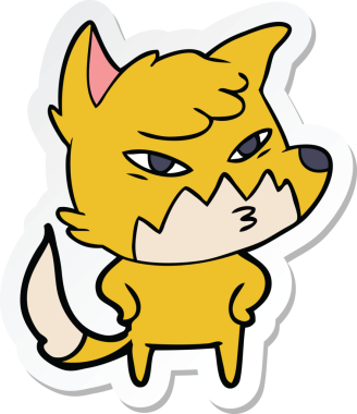 Bir insan tarafından çizilmiş akıllı bir tilkinin çıkartması.