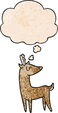 Bir insan tarafından çizilmiş grunge desenli düşünce baloncuklu çizgi film geyiği.