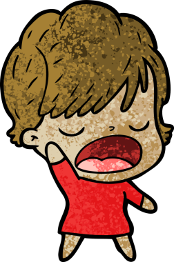 Bir insan tarafından çizilmiş bir karikatür kadın konuşuyor.