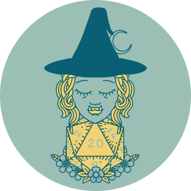 Retro Dövme Biçimi Bir insan tarafından çizilmiş 20 zarlı yarı ork sihirbazı