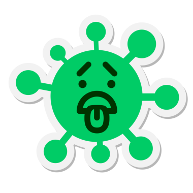 Bir insan tarafından çizilmiş, tiksindirici virüs etiketi.