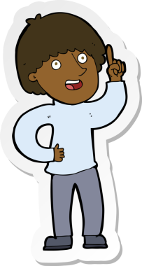 Bir insan tarafından çizilmiş fikri olan bir karikatürcünün çıkartması.