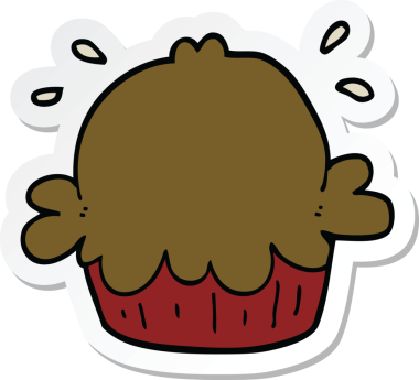 Bir insan tarafından çizilmiş şirin bir karikatür pastasının etiketi.