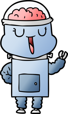 Bir insan tarafından çizilmiş mutlu çizgi film robotu