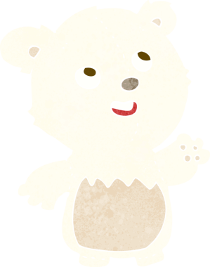 Bir insan tarafından çizilmiş mutlu küçük oyuncak kutup ayısı