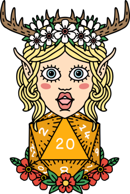 Retro Dövme Tarzı Elf Karakter Yüzü Bir İnsan Tarafından Çizildi