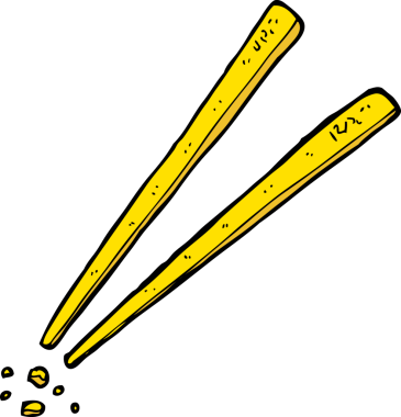 Bir insan tarafından çizilmiş yemek çubukları.