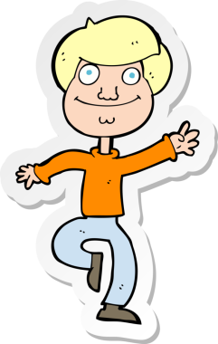 Bir insan tarafından çizilmiş dans eden bir adamın çıkartması.