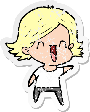 Bir insan tarafından çizilmiş mutlu bir karikatür çıkartması.