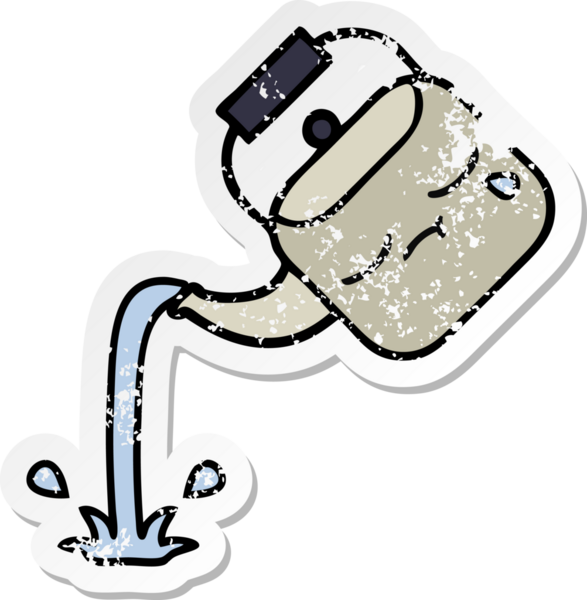 Bir insan tarafından çizilmiş tatlı bir karikatürün sıkıntılı çıkartması.