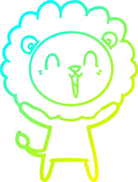 Bir insan tarafından çizilmiş gülen aslan karikatürü.