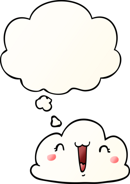 Düşünce baloncuğu olan sevimli çizgi film bulutu bir insan tarafından çizilmiş.