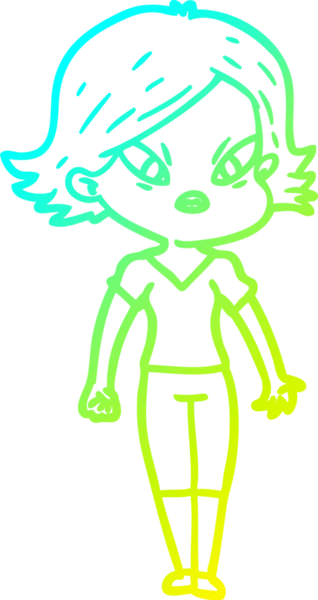 Bir insan tarafından çizilmiş soğuk gradyan çizgi çizimi stresli bir kadın