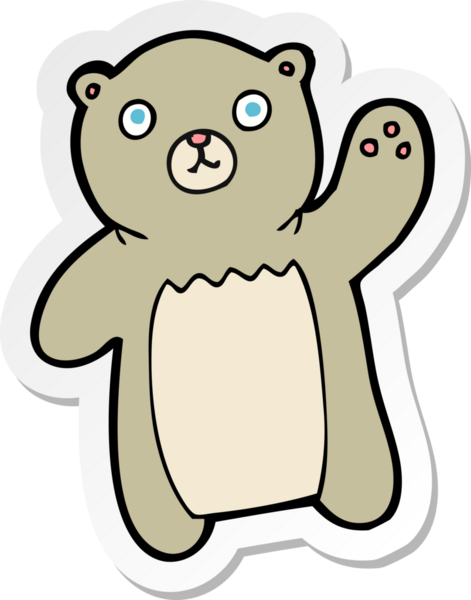 Bir insan tarafından çizilmiş, sallanan bir ayının çıkartması.