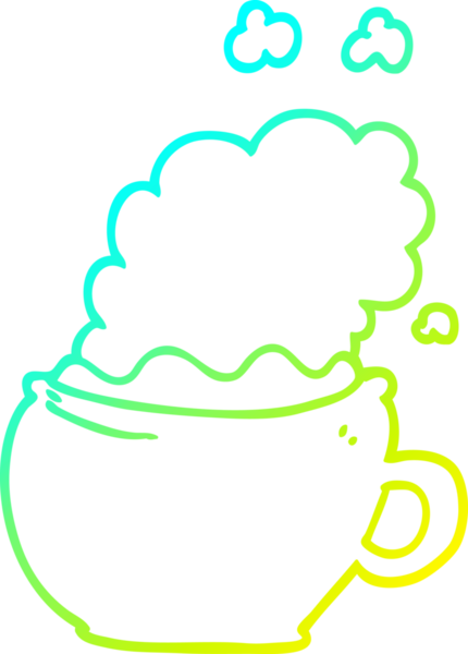 Bir insan tarafından çizilmiş bir fincan sıcak kahvenin soğuk gradyan çizimi