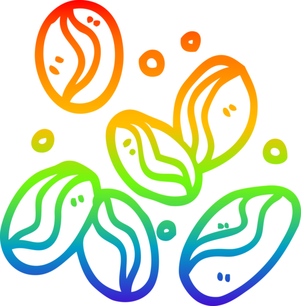 gökkuşağı gradyan çizgi çizimi bir insan tarafından çizilmiş kahve çekirdekleri