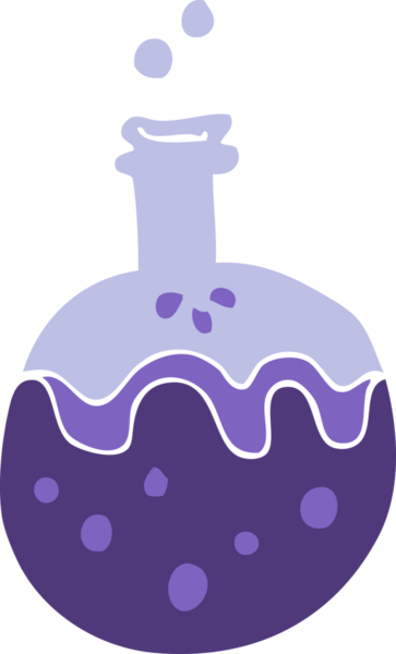 Bir insan tarafından çizilen sihirli iksirin düz renk çizimi