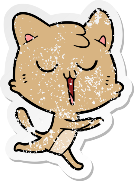 Bir insan tarafından çizilmiş çizgi film kedisinin sıkıntılı çıkartması.