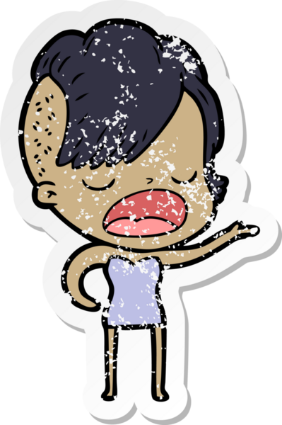 Bir insan tarafından çizilmiş havalı bir hippi kızın karikatür çıkartması.