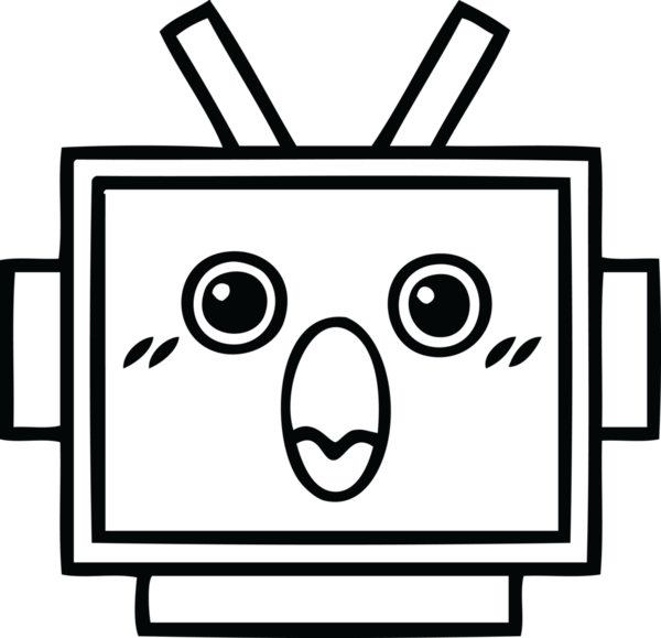 Bir insan tarafından çizilmiş robot kafasının çizgi çizimi