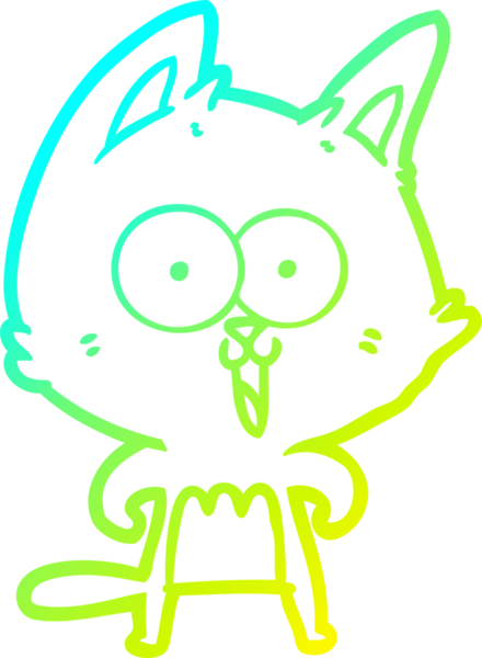 Bir insan tarafından çizilmiş komik çizgi film kedisinin soğuk gradyan çizgisi.