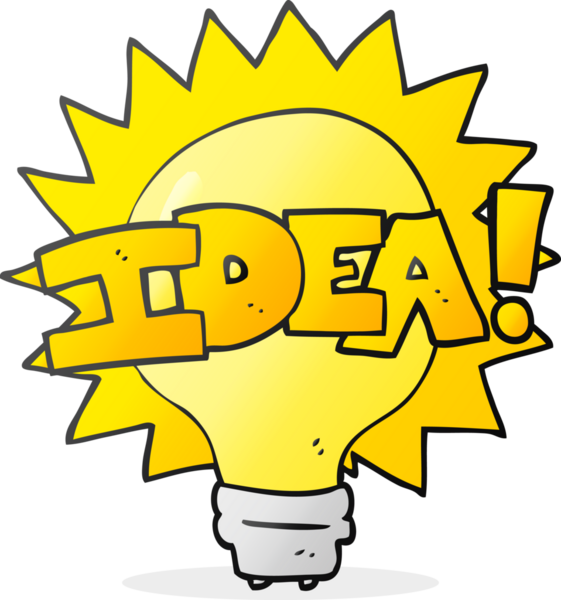 Bir insan tarafından çizilmiş serbest çizim çizgi film fikri ampul sembolü