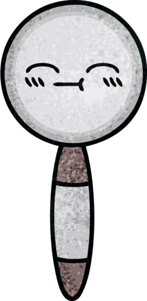 Bir insan tarafından çizilmiş bir büyüteçin retro grunge desen karikatürü