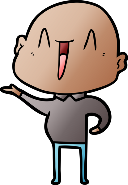 Bir insan tarafından çizilmiş mutlu, kel adam.